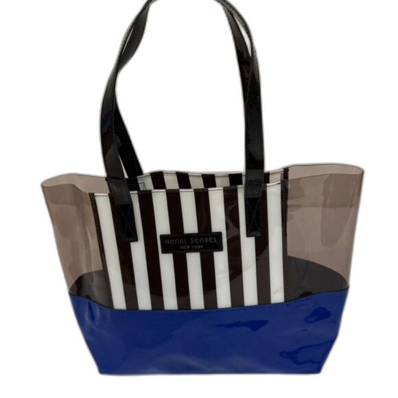 Henry Bendel Medium Size Iconic Striped PVC Tote Bag - Picture 6 of 11